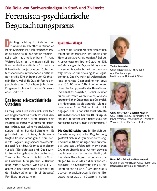 Forensisch-psychiatrische Begutachtungspraxis